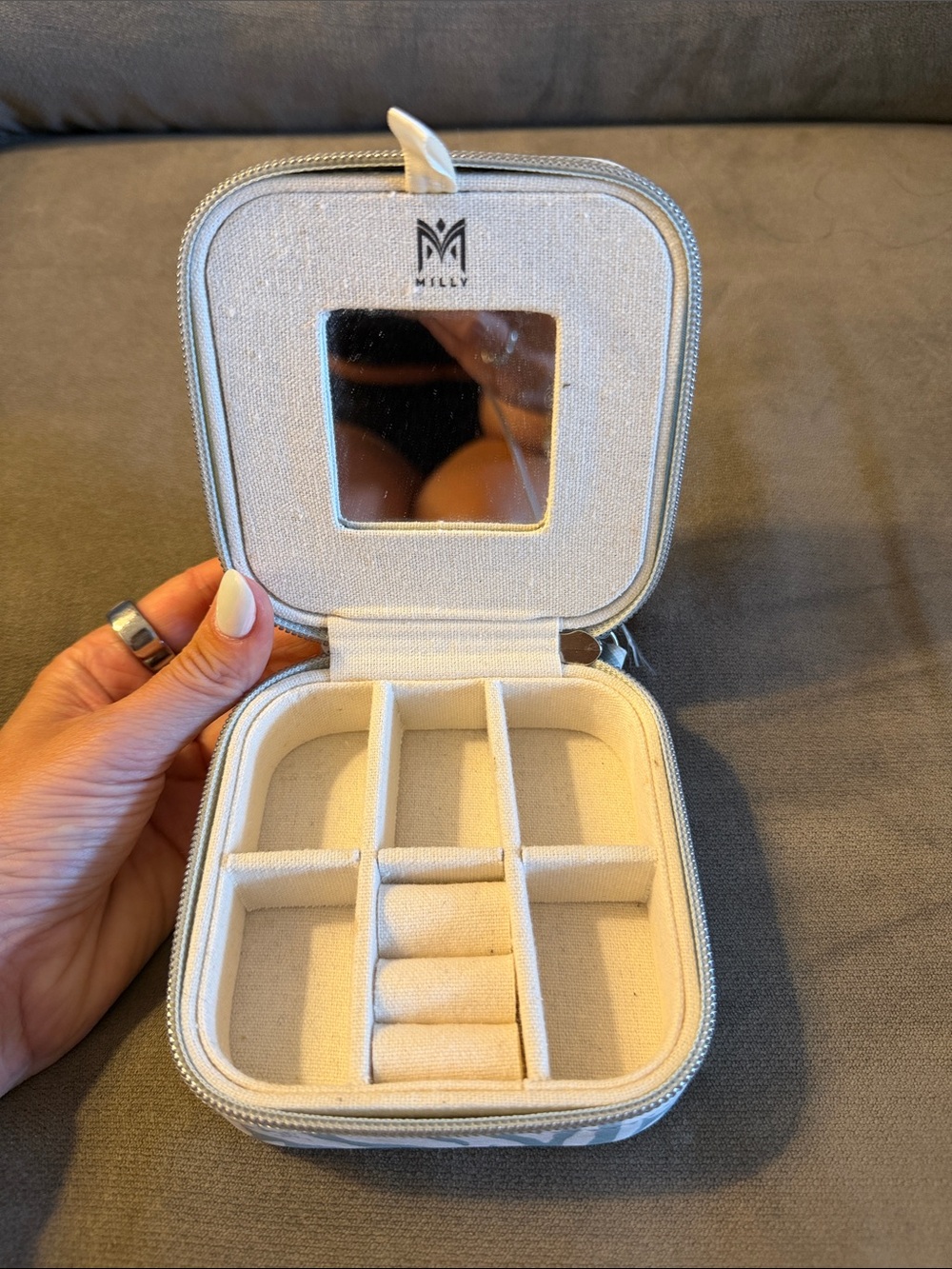 New Milly Compact Travel Jewelry Organizer in Light Beige